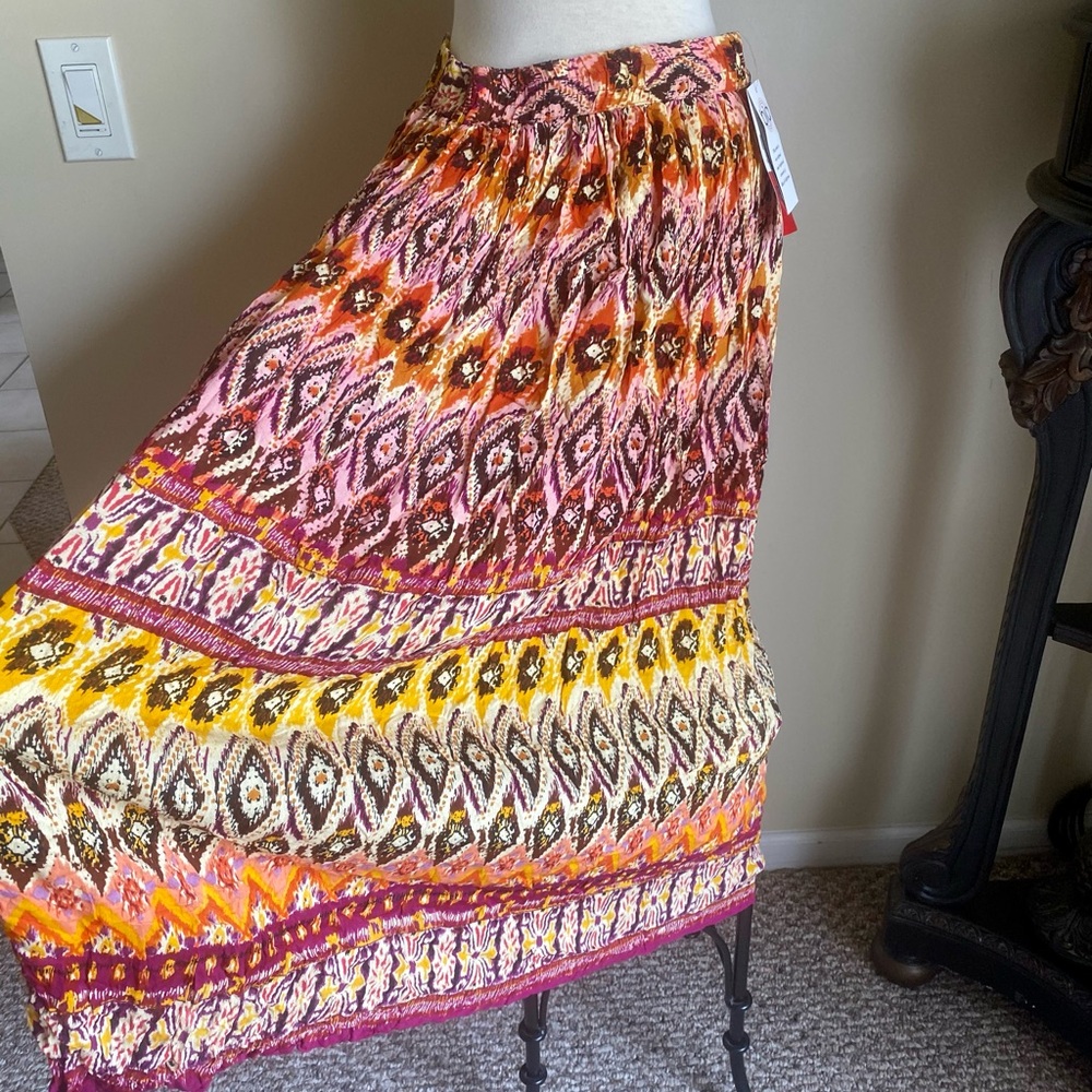 Boho Multi-Color Patterned Maxi Skirt new